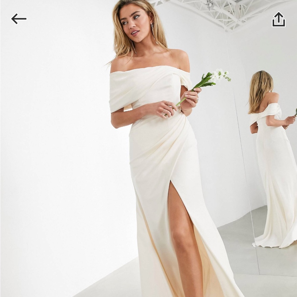 ASOS EDITION Beatrice Bardot drape wrap wedding dress